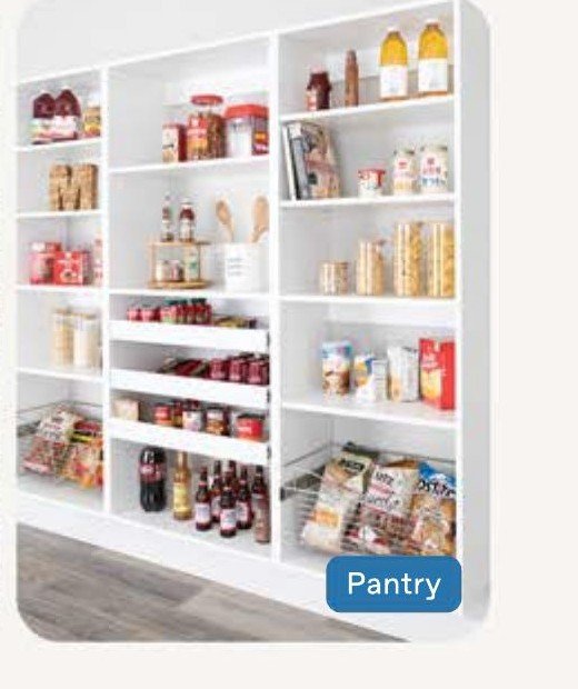 Vista modular shelving used as pantry storage
